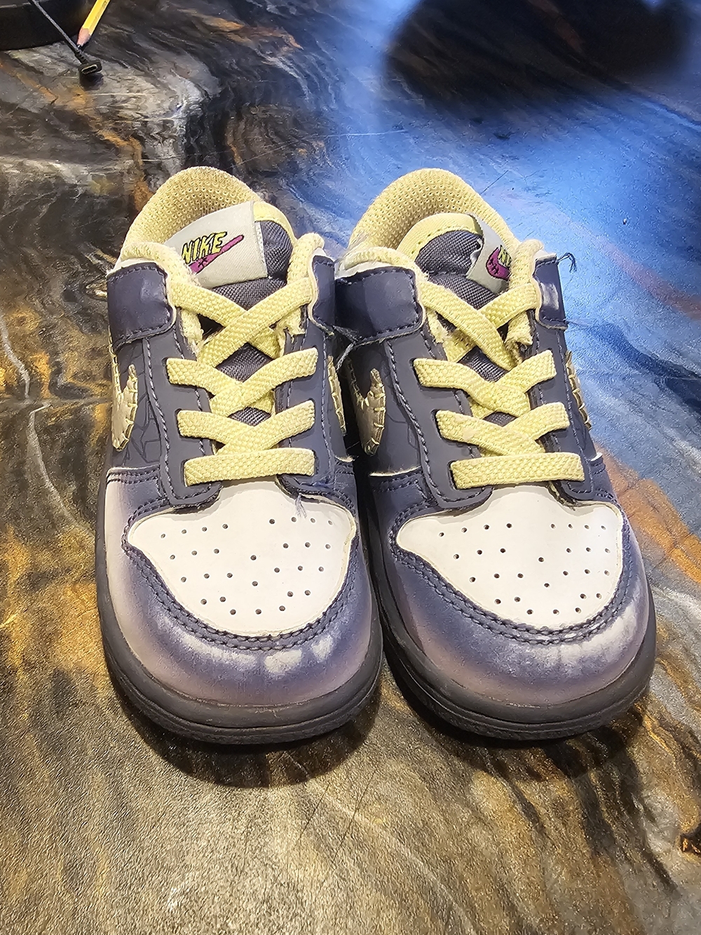 Nike Kids Purple and Yellow Lace-Up Low-Top Sneakers